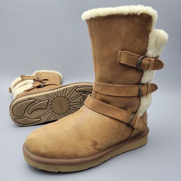 UGG Becket Chestnut Sheepskin Boots - Size 8 - Picture 12 of 12